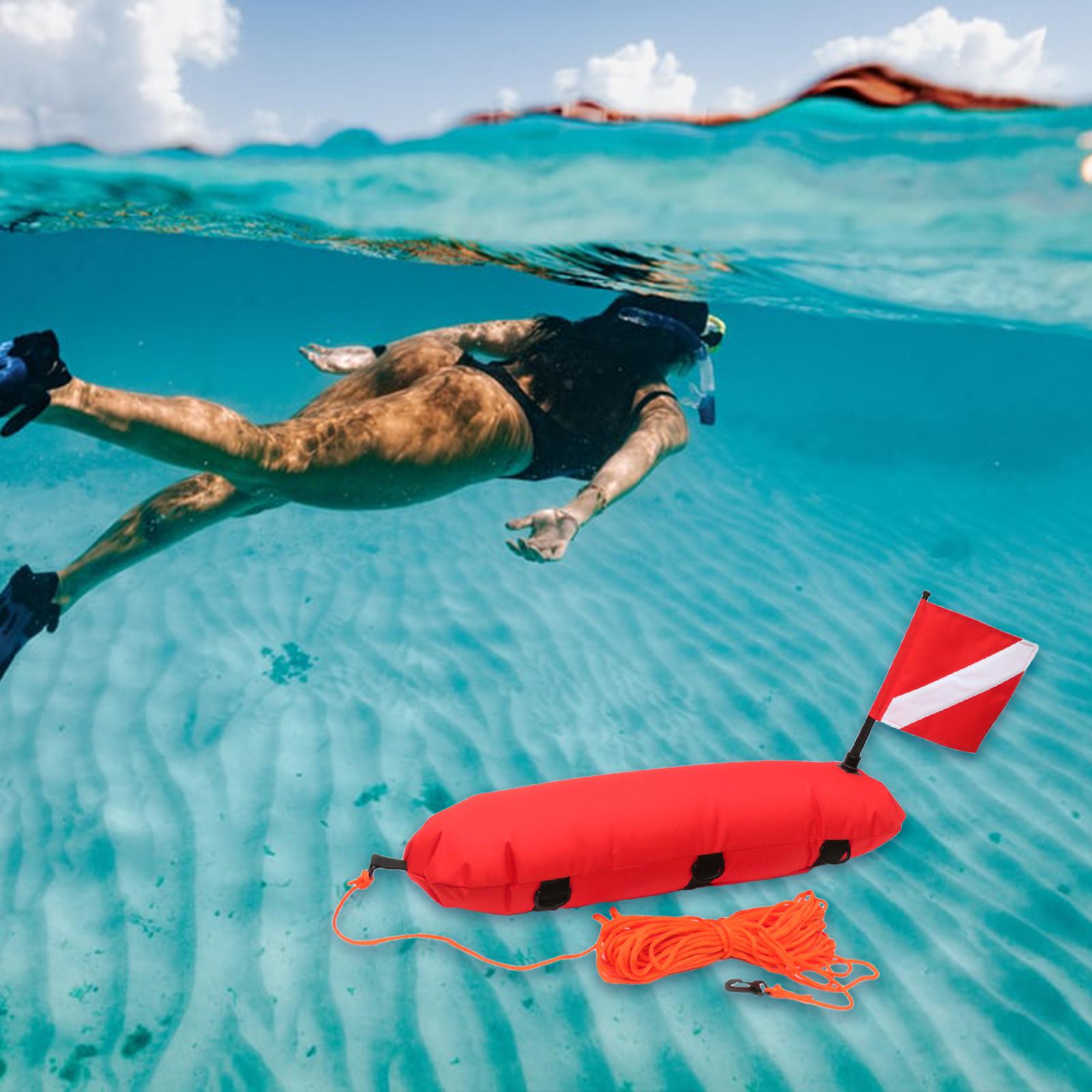 Safe Inflatable Scuba Diving Spearfishing Float Buoy +Dive Flag Red