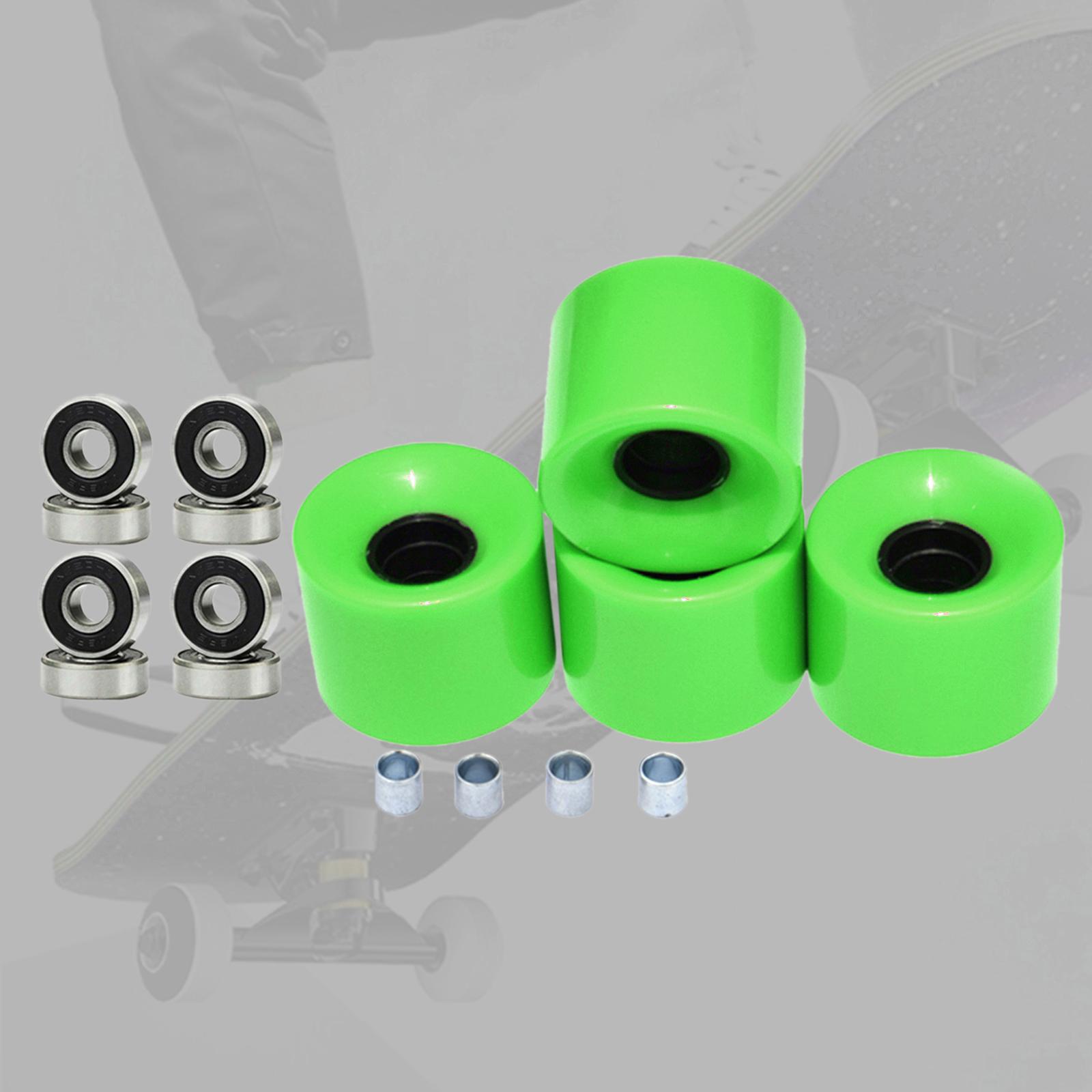 Skateboard Wheels with Bearings 60mm Wheels Set of 4 Green Black Cover