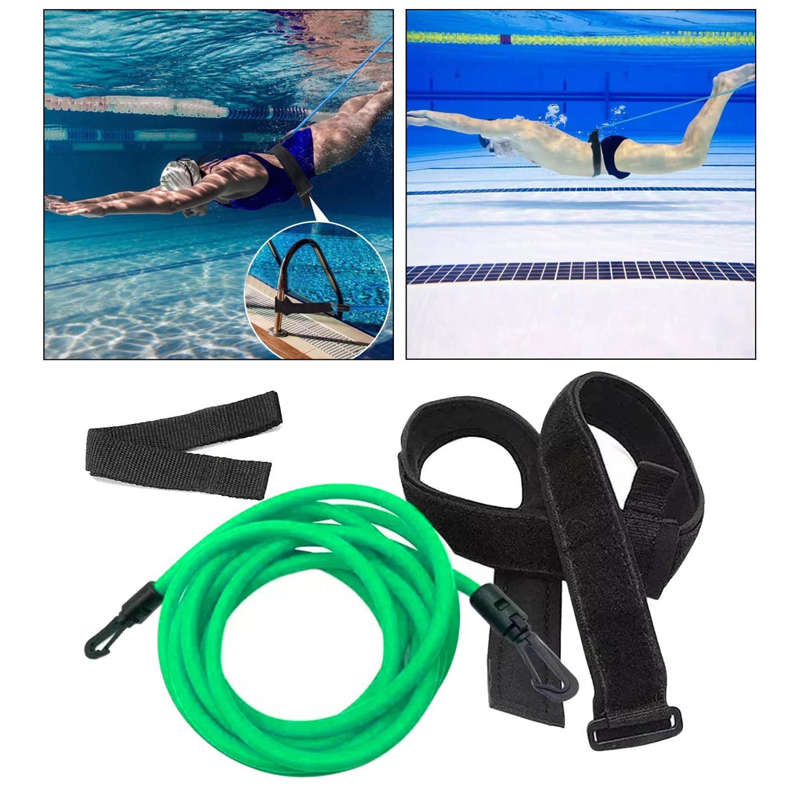 4m Swimming Resistance Belt Swim Tether Trainer Training Aids Green 10mm