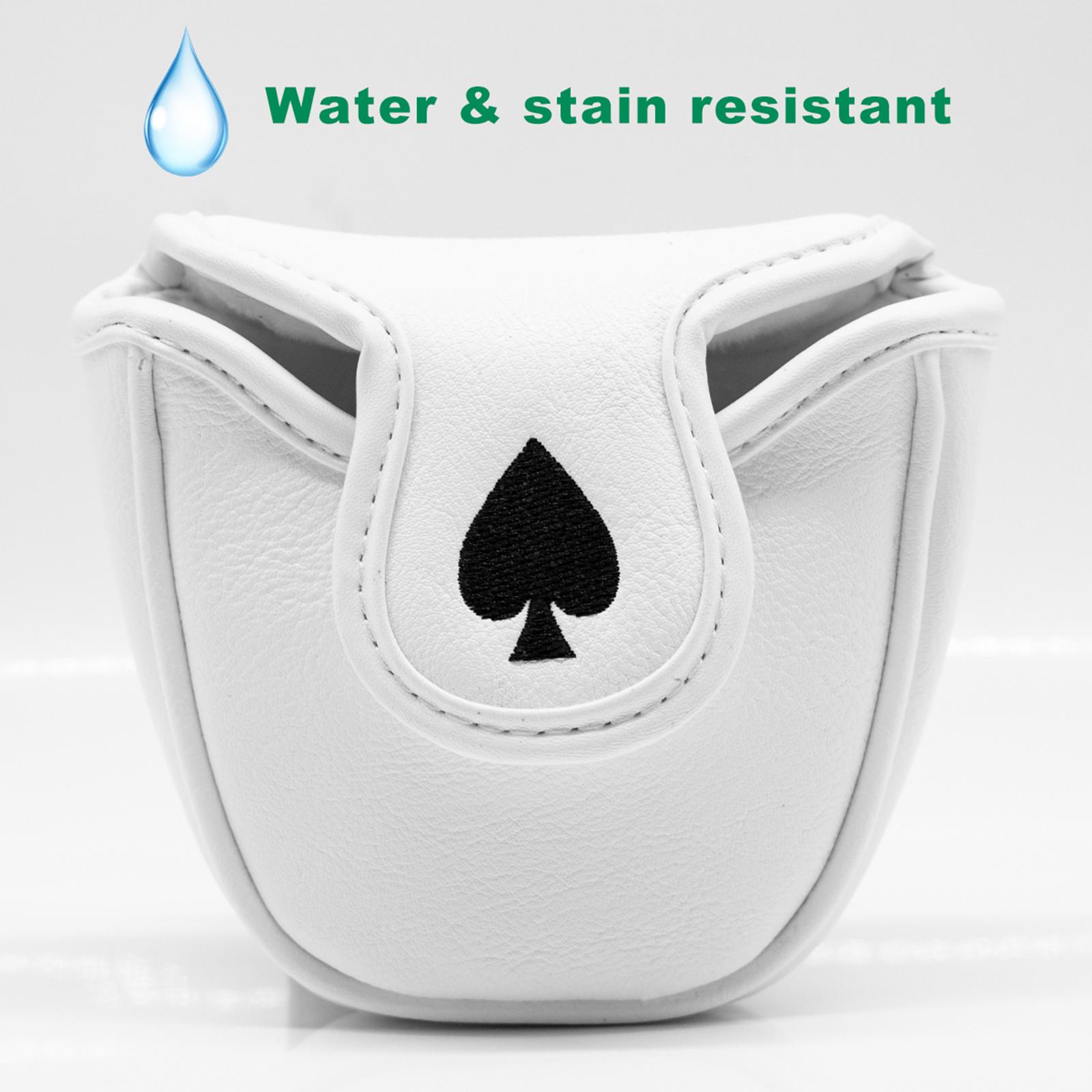 Mallet Putter Cover Golf Headcover with Magnetic Closure White