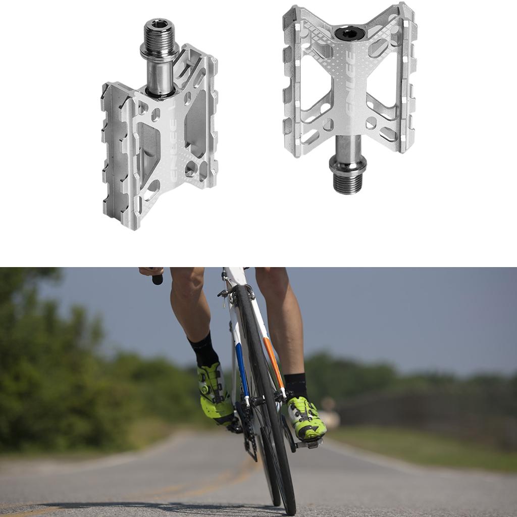 Mountain Bike Pedals Aluminum CNC Non-Slip MTB Bicycle Wide Pedals Silver