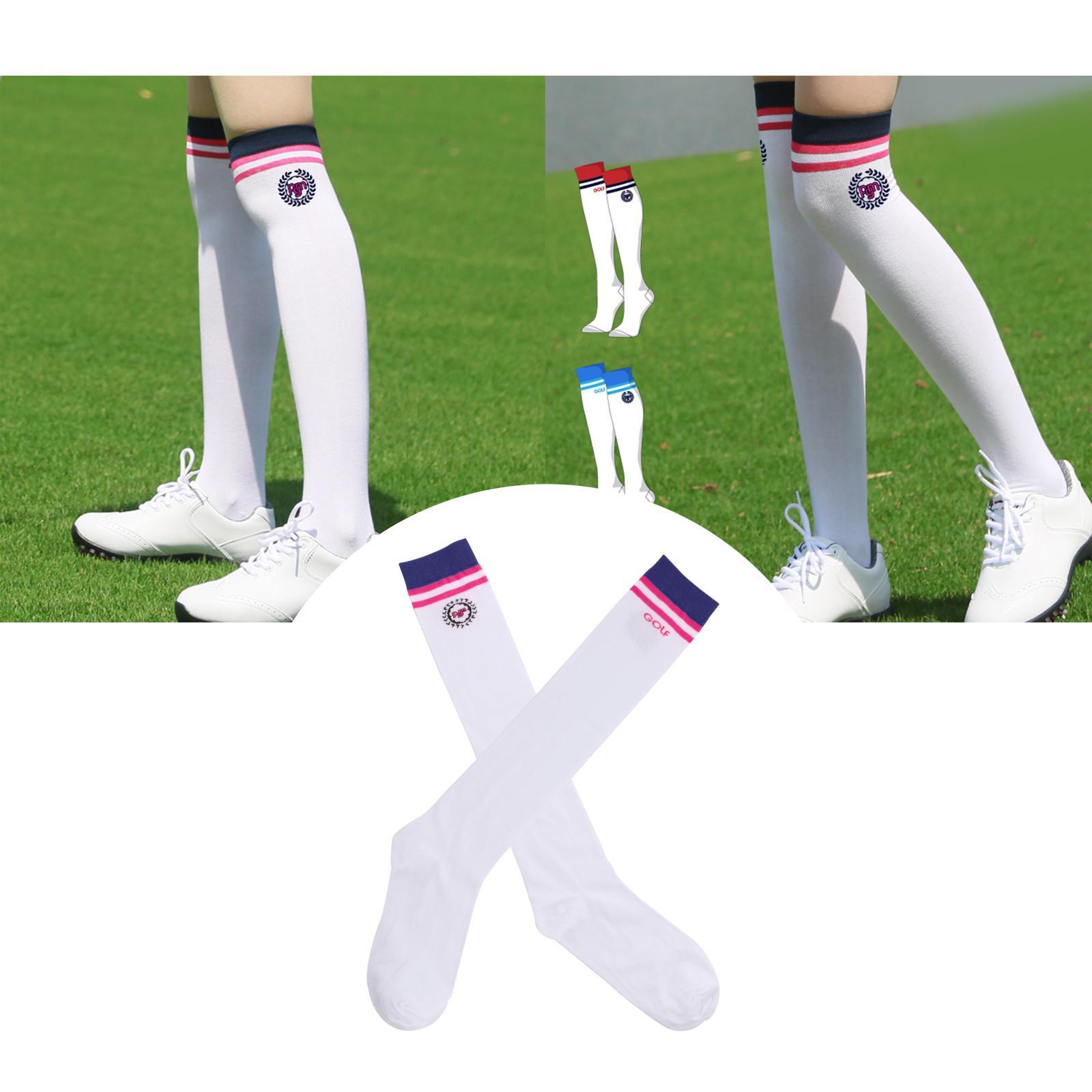 Women's Golf Stockings Oversocks Thigh High Stripes Socks Golf School Navy