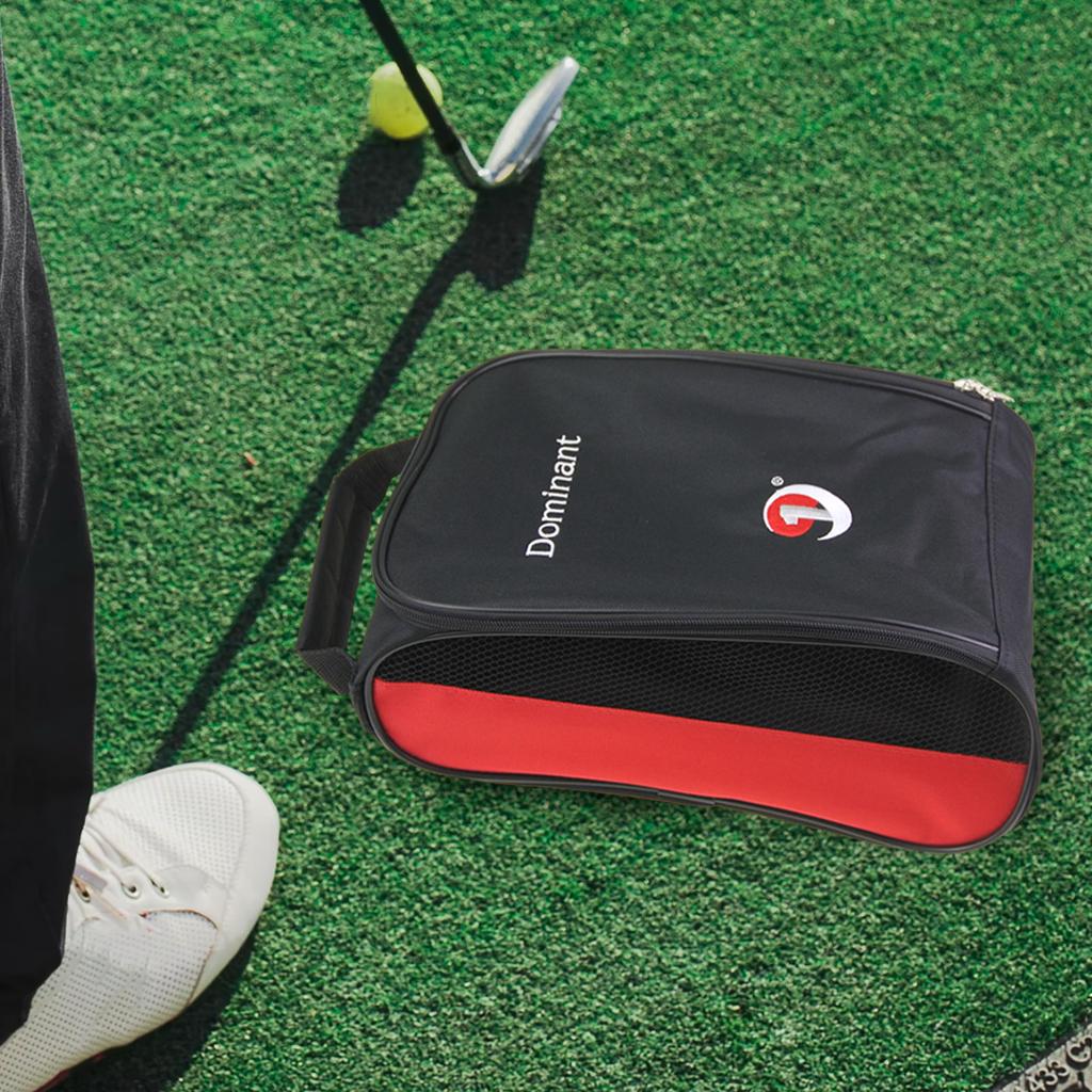 Golf Shoes Bag with Ventilation Zippered Travel Shoe Bag Black red
