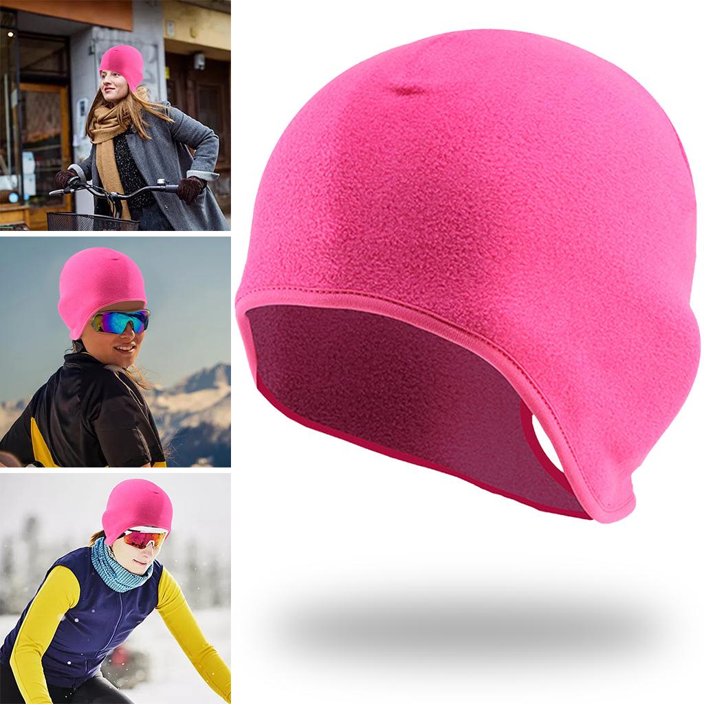 Skull Caps Helmet Liner Cycling Hat Warm Polar Fleece Women Skiing Pink