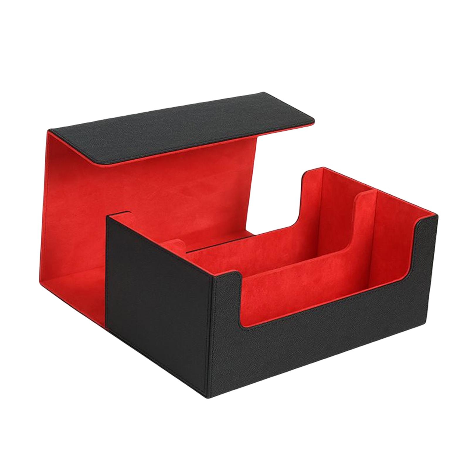 Trading Card Deck Box Case Storage Organizer Holder Black Red