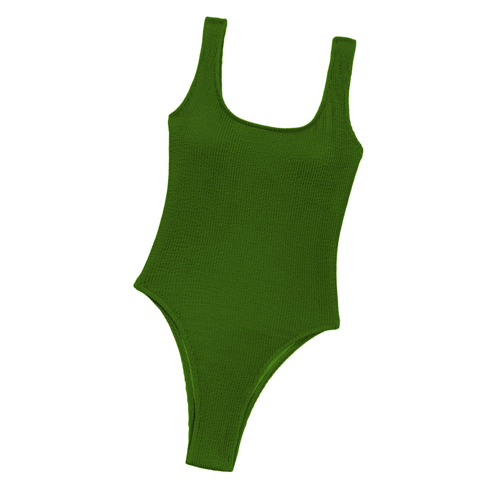 Swimsuit with Chest Pads Beachwear Thong Bathing suits Women L  Greenish