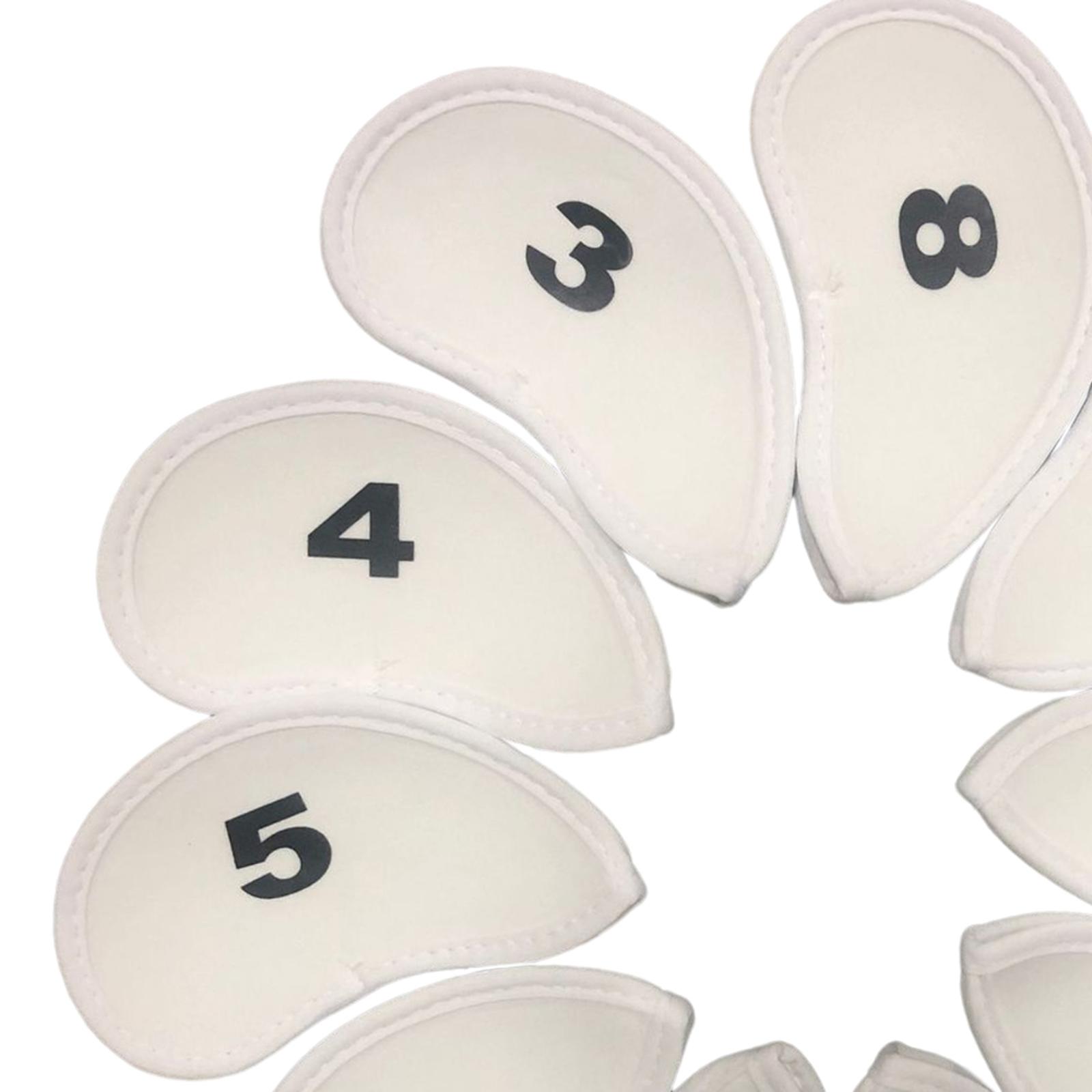 10 Pieces Golf Club Iron Headcover Set Protection Guard Guard Protective White