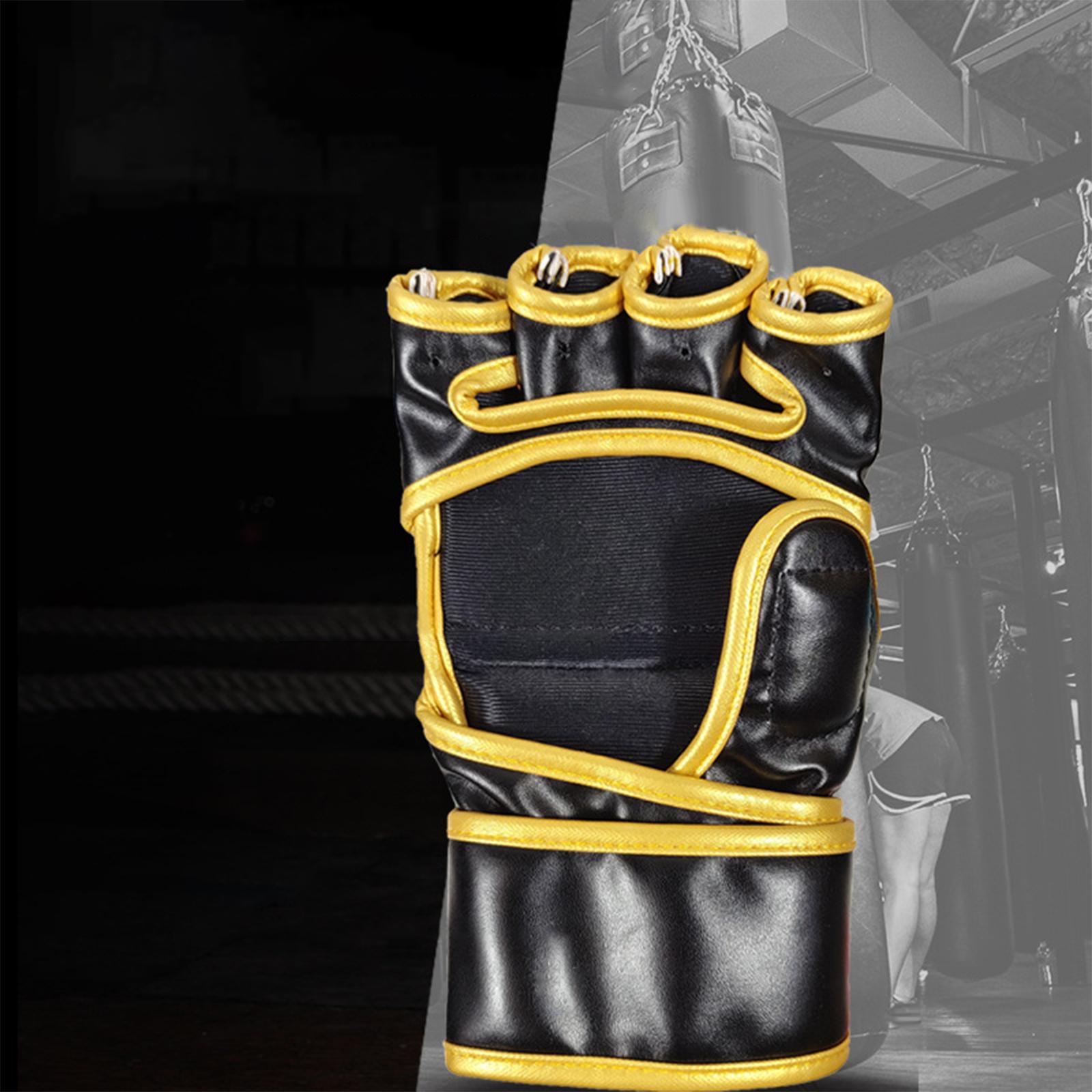 Mma Gloves Half Finger Training Boxing Gloves Hand Wraps Kick Boxing Gloves Black Aureate