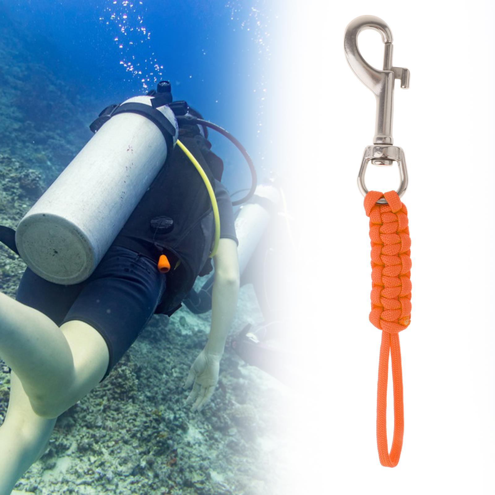 Scuba Diving Snap Hook Single Ended Flag Clips Water Sports Paracord Lanyard Orange