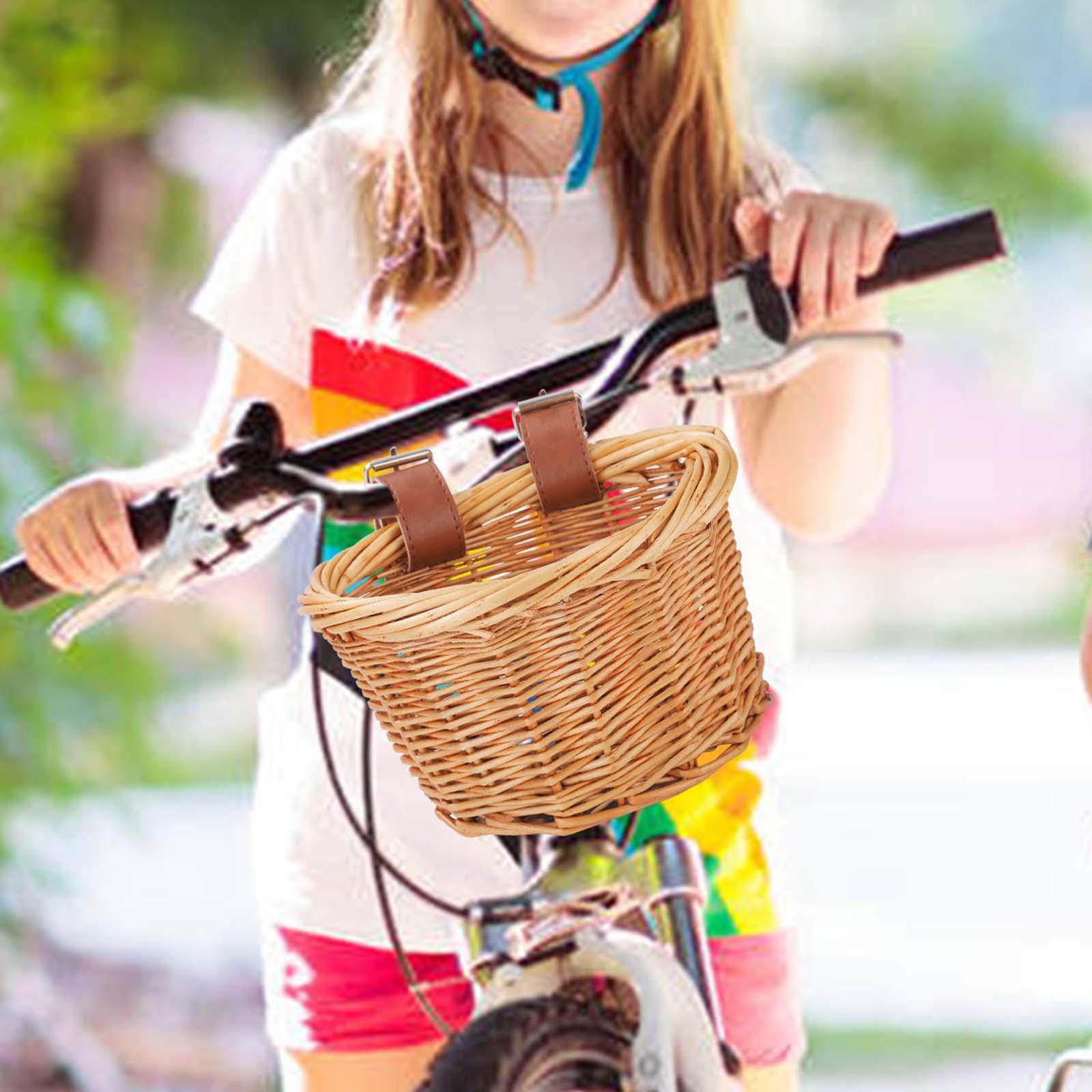 Kids Bike Handlebar Storage Basket Wicker Bicycle Basket Durable Accessories