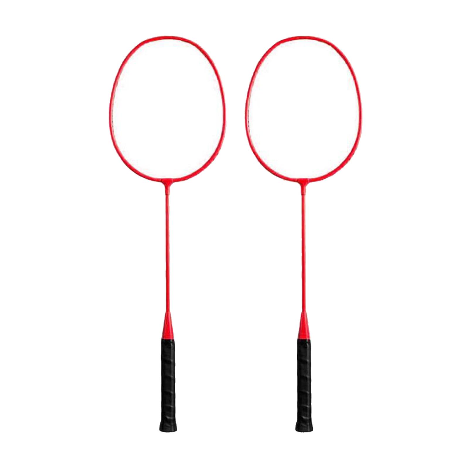 Badminton Rackets 2Pcs Badminton Equipment for Beach Indoor Outdoor Backyard Red