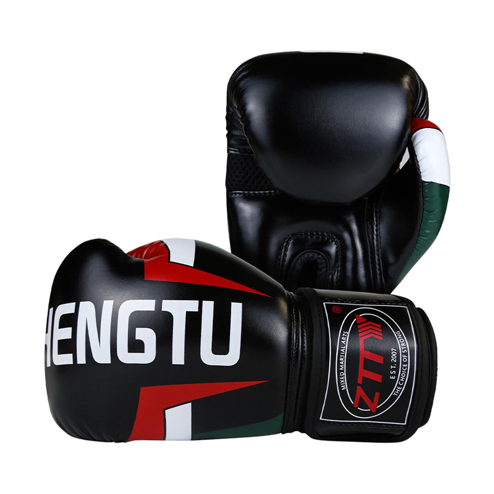 Boxing Gloves PU Durable for Karate Fighting Punching Heavy Bag Martial Arts Black and Red