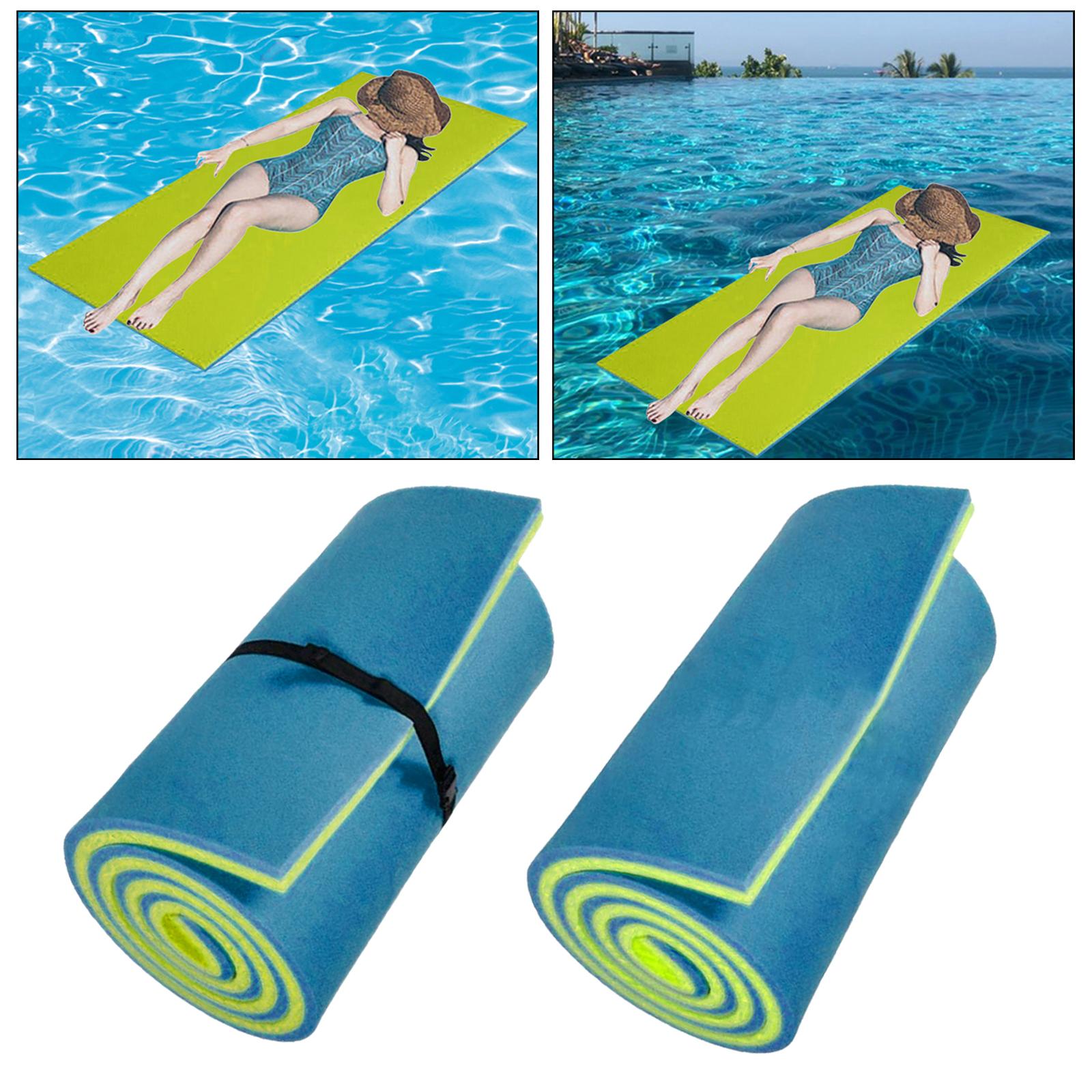 Water Float Mat Adults 2 Layers Pool Float Raft for Party Swimming Pool with Strap