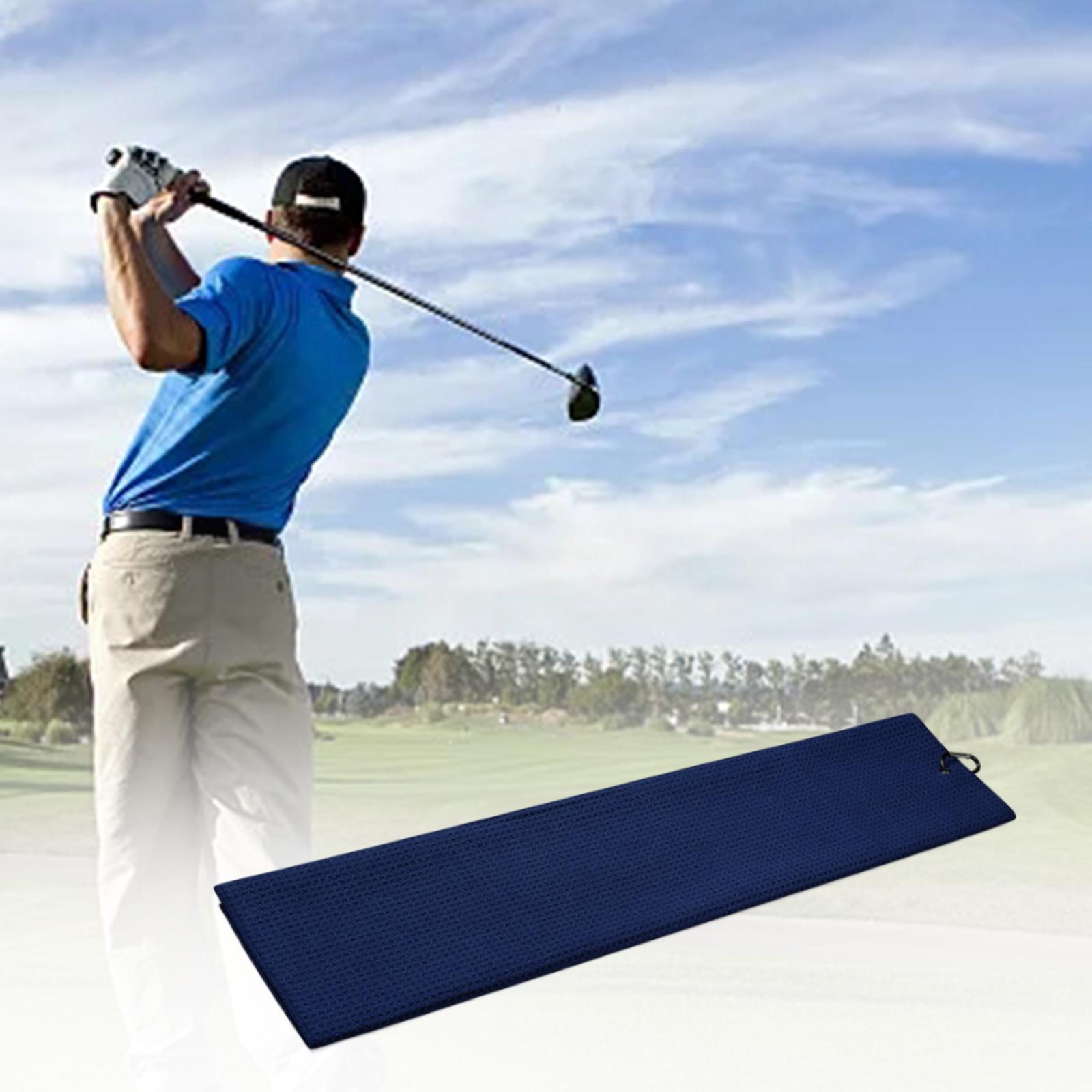 Golf Towel Lightweight with Carabiner Waffle Pattern Golf Towel for Golf Bag Dark Blue