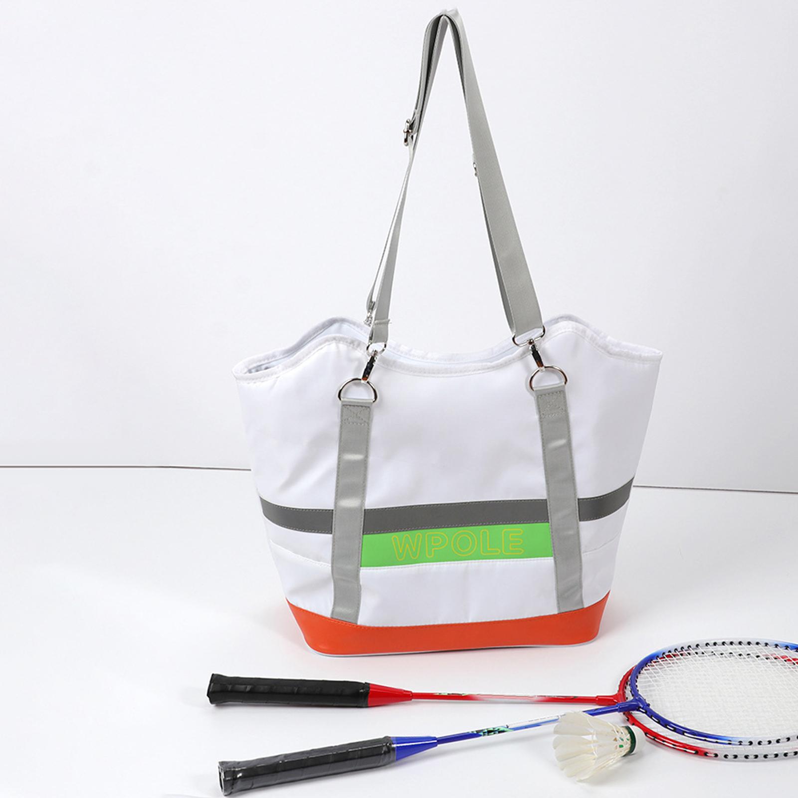 Tennis Tote Bag with Detachable Shoulder Strap Stylish Badminton Racquet Bag White