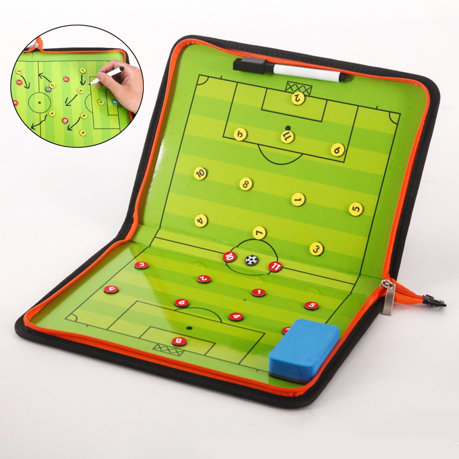 Soccer Coaching Board Zipper Reusable Practice Board with Pen Strategy Board
