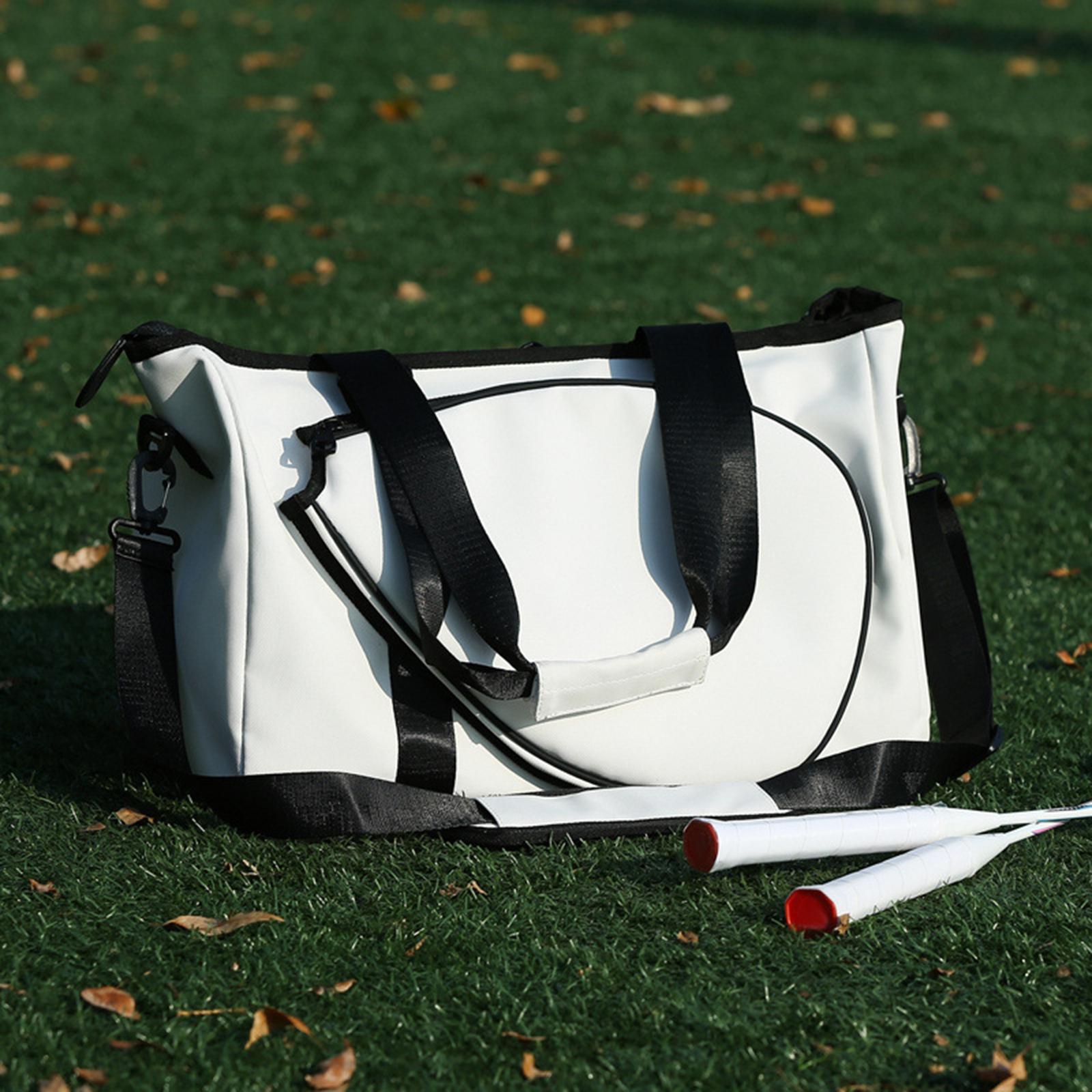 Badminton Racquet Bag Large Racquet Cover Removable Adjustable Strap Handbag Beige