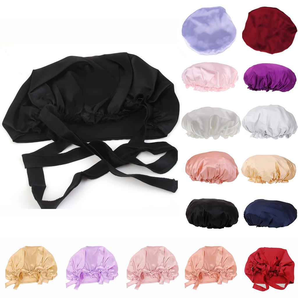 Pure Silk Sleeping Cap Night Sleep Hat Hair Care Scarves Bonnet Head Cover