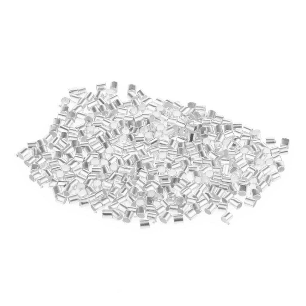 DIY Accessories 600pcs Silver Plated Crimp Tube End Beads 2*2MM