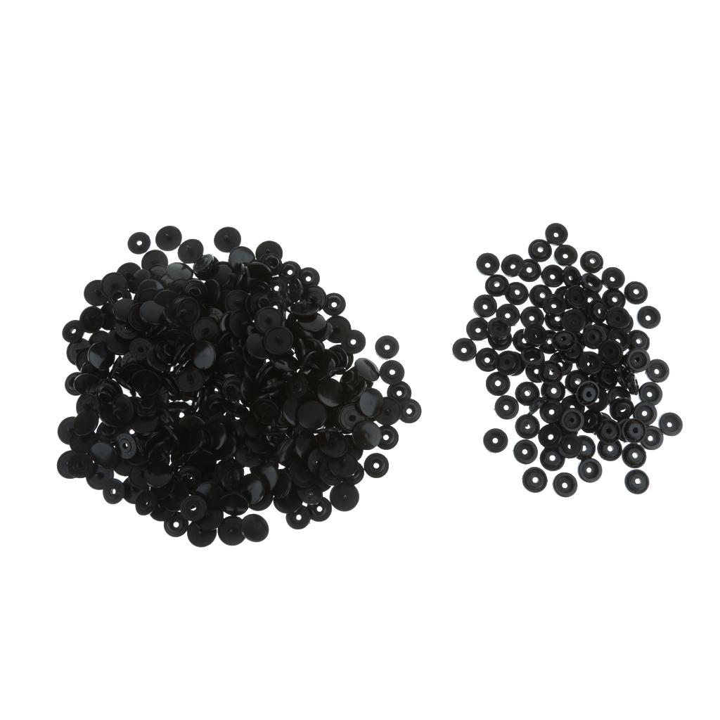 100 Sets T3 Resin Snap Buttons Fasteners Poppers 10.7MM Black