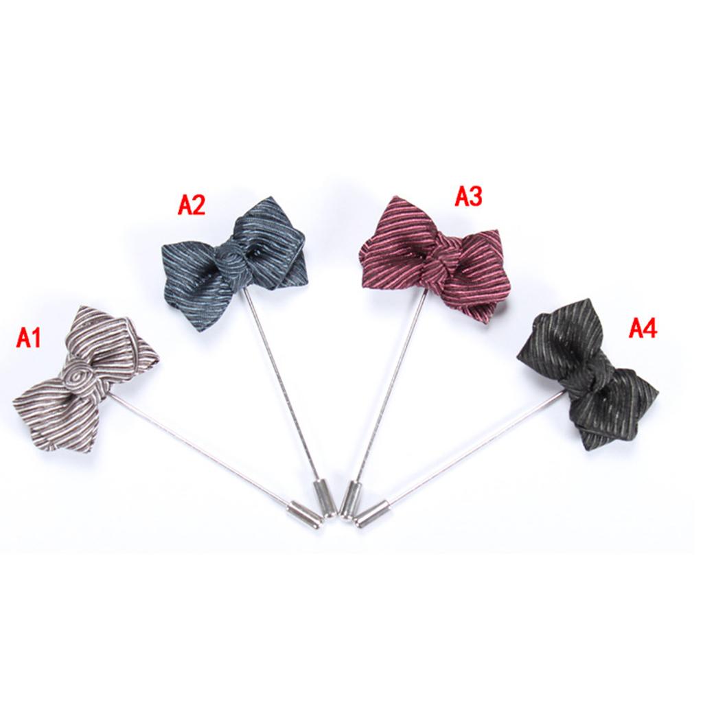 Men's Suits Bowknot Brooches Black Diagonal Stripes Bow Tie Lapel Pin