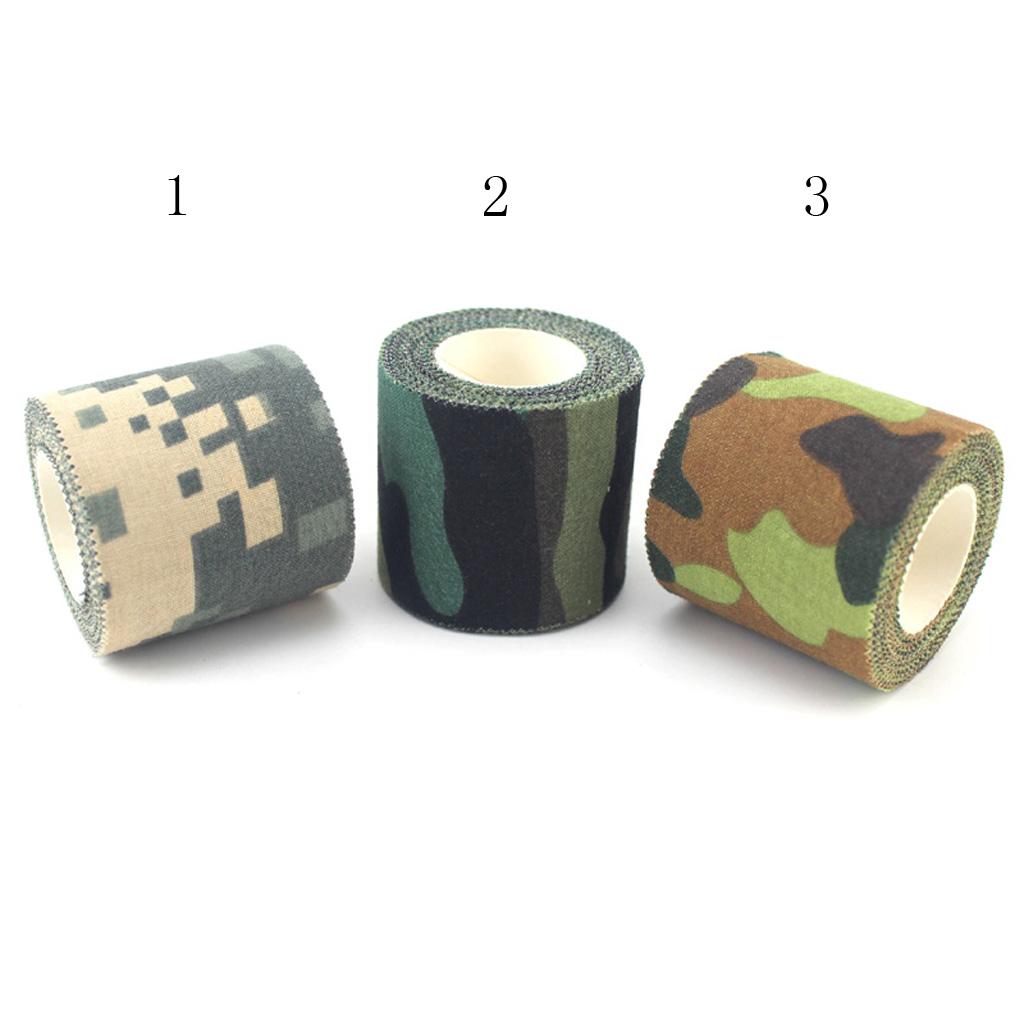 5m x 4.6cm Woodland Camouflage Hunting Cotton Cloth Self Sticker Tape Roll
