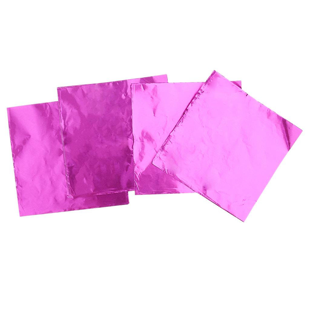 100x Chocolate Candy DIY Package Foil Paper Aluminum Tinfoil Wrappers Pink