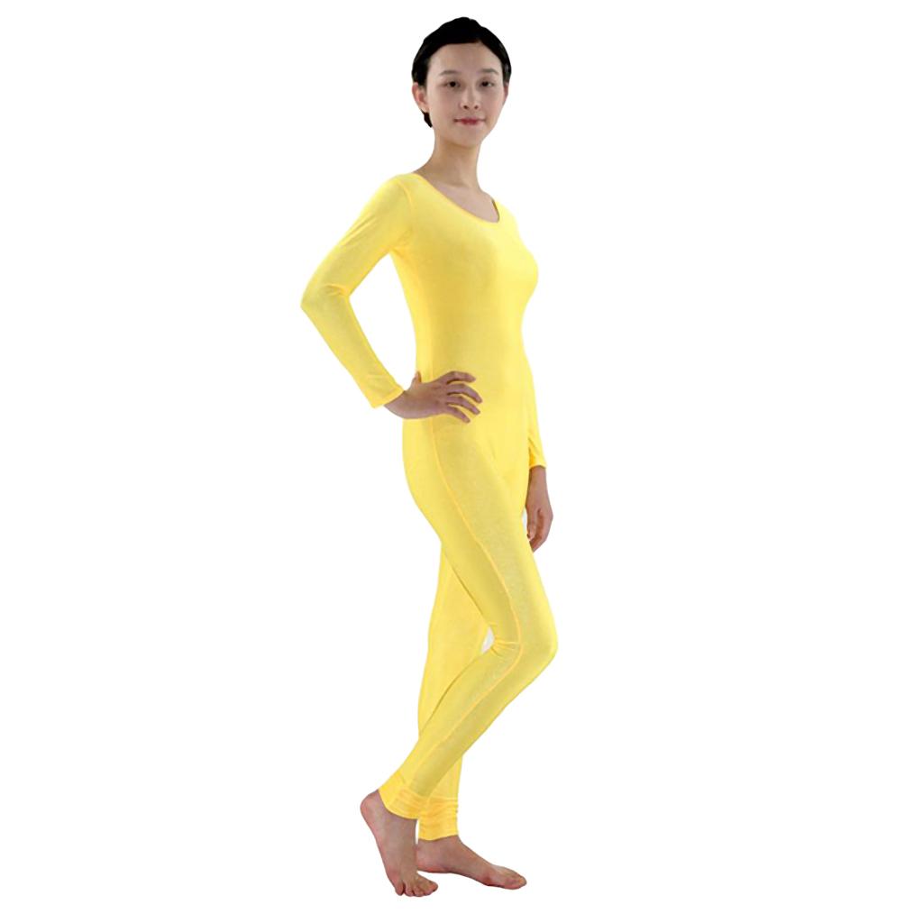 Womens Catsuit Cotton Spandex Tank Long Sleeve Yoga Bodysuit Jumpsuit