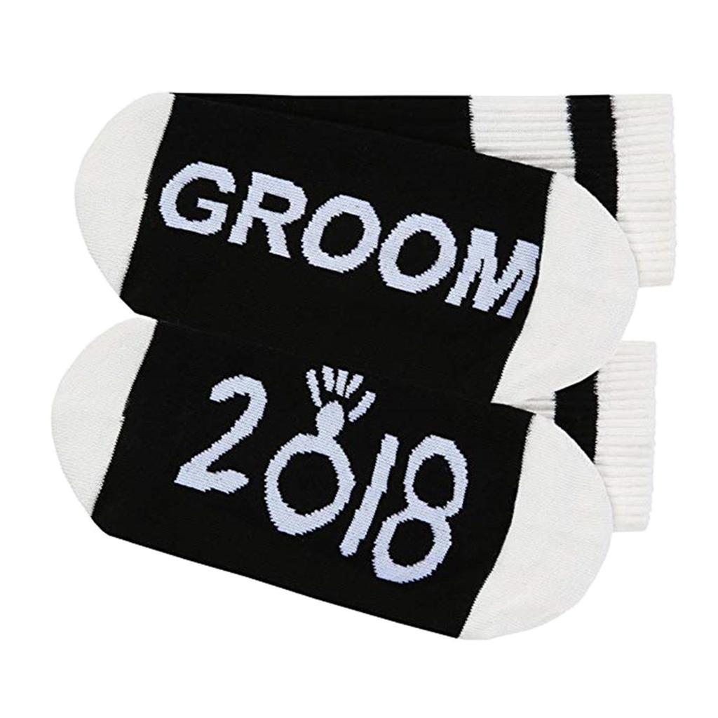 Women Men Funny Socks 2018 Bride Groom Crew Short Stockings Black 2018 Groom