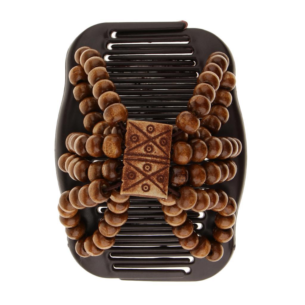 Wood Beads Double Hair Comb Clip Stretchy Women Hair Accessories Gift