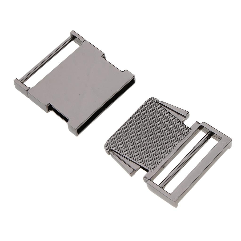 2xMetal Bag Webbing Belt Buckle Clip Clasp Inner diameter 38mm Gray black