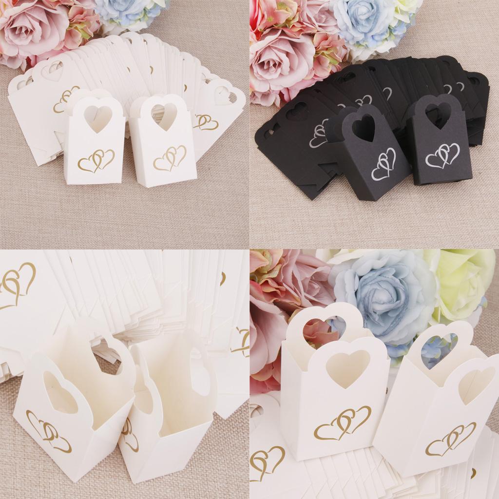 50 Wedding Favour Gift Candy Boxes Bags Baby Shower Party Anniversary White