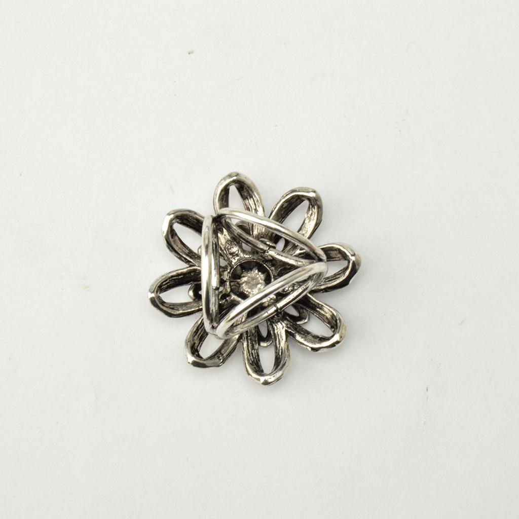 Women Buckle Pins Retro Flower Scarf Clips Rings Design Wedding Silver