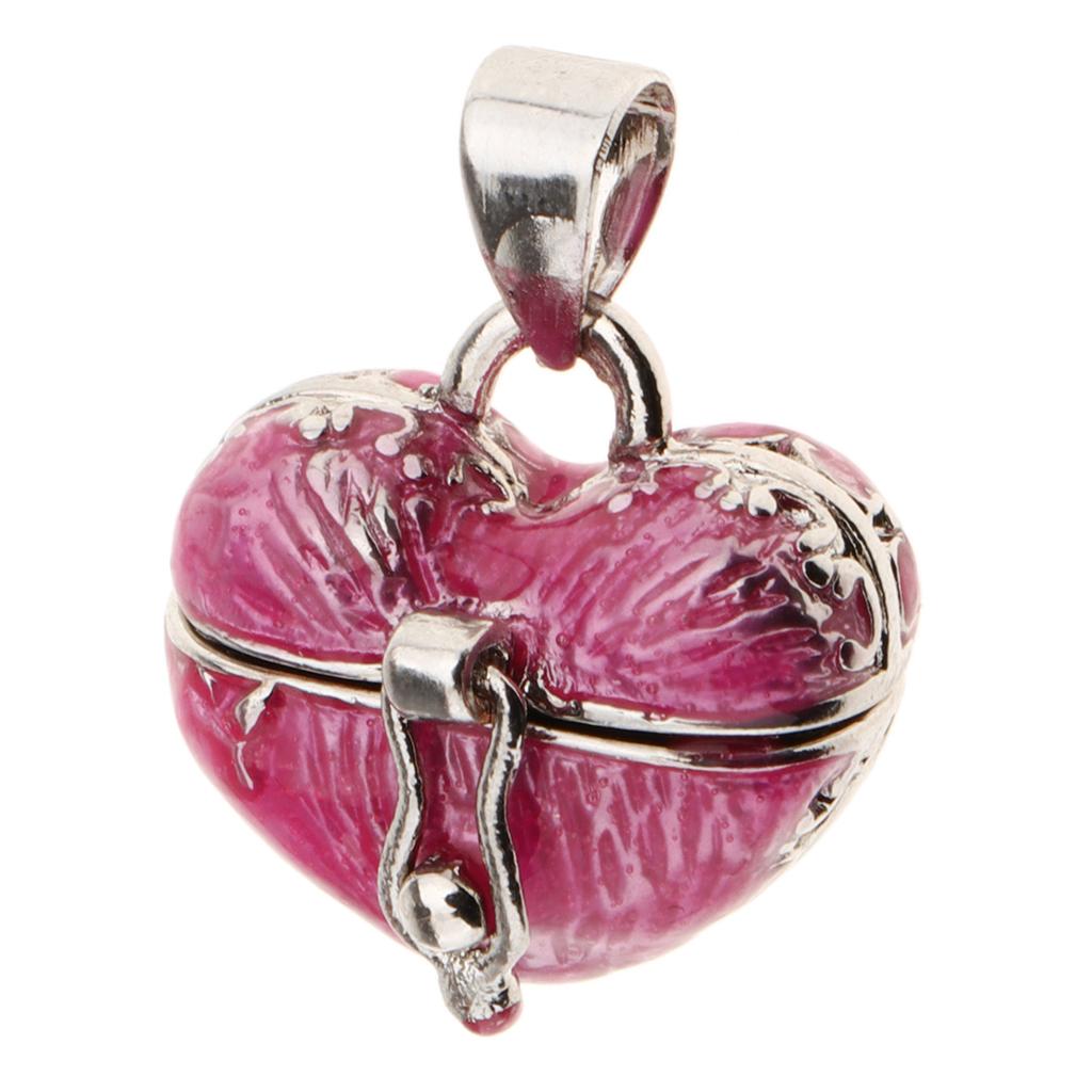 2 Pieces Heart Enamel Openable Cremation Keepsake Urn Pendants Fit Necklace