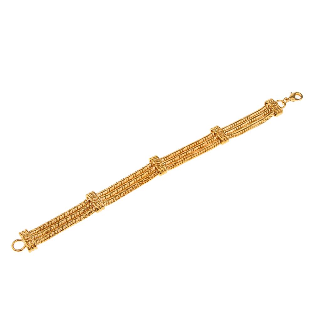 Two-strand Wheat Chain Bracelet Man Wrist Hand Bracelet  02 Gold