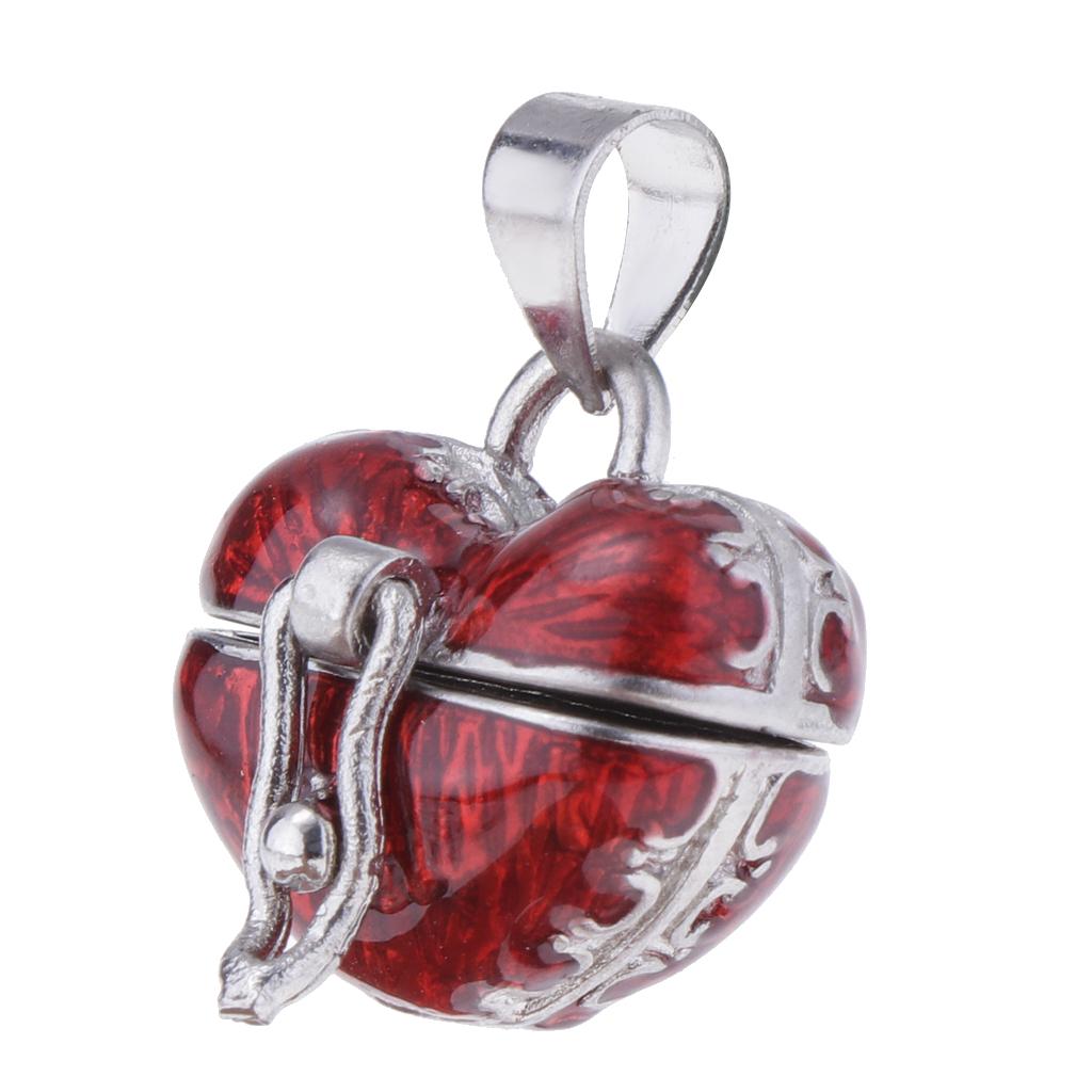 Locket Love Heart Enamel Cremation Keepsake Urn Pendant Ash Holder Red