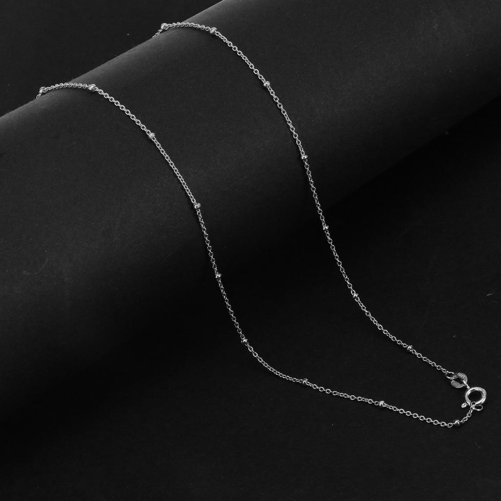 Women 925 Sterling Thin Lightweight Cross Beads Chain Neckalce 18'' Silver