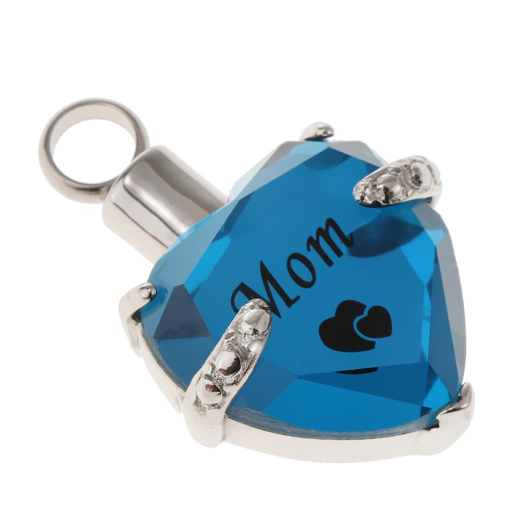 Love Heart Blue Crystal Urn Memorial Ash Keepsake Cremation Pendant mom