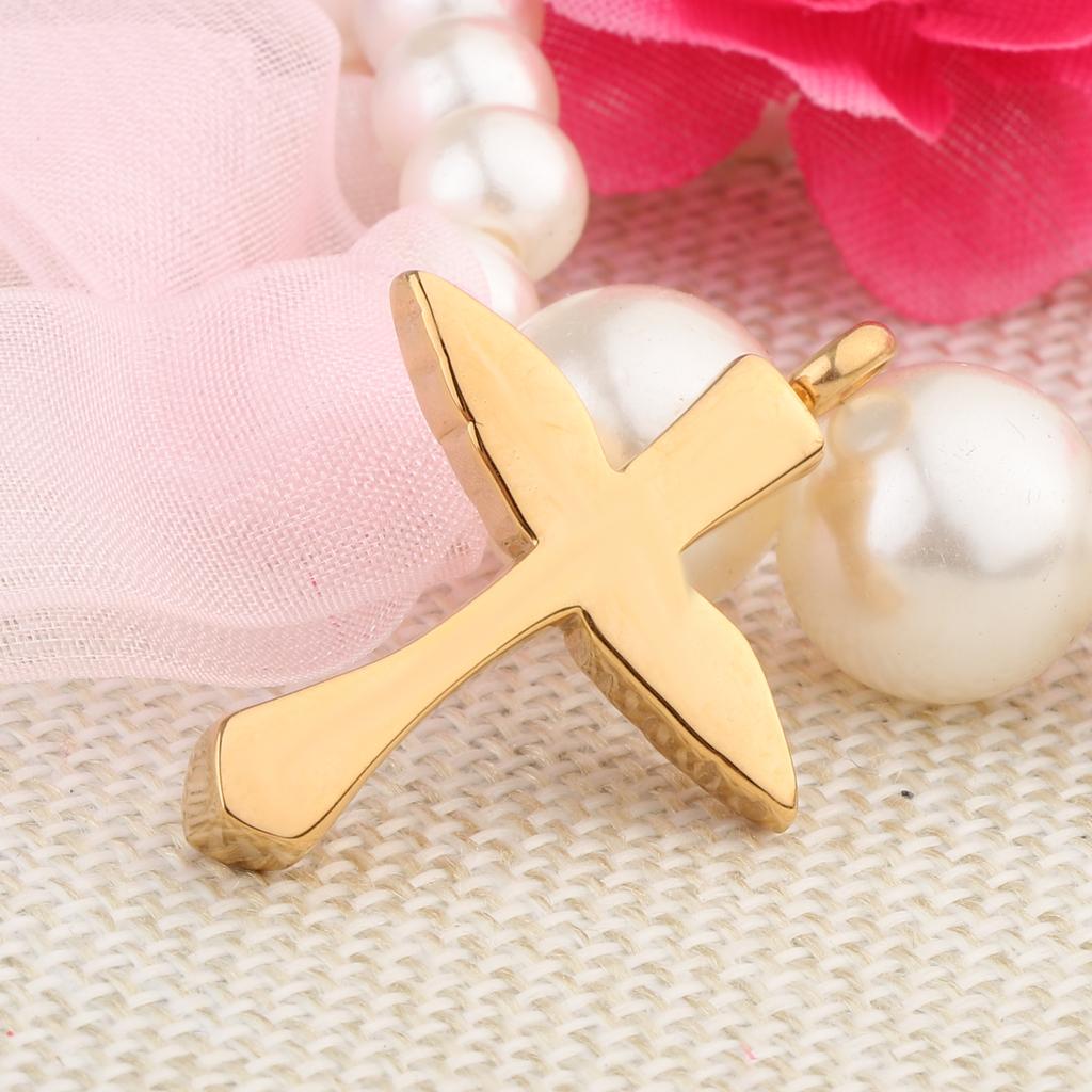 Stainless Steel Angel Wings Cross Urn Pendant Cremation Ashes Keepsake Gold