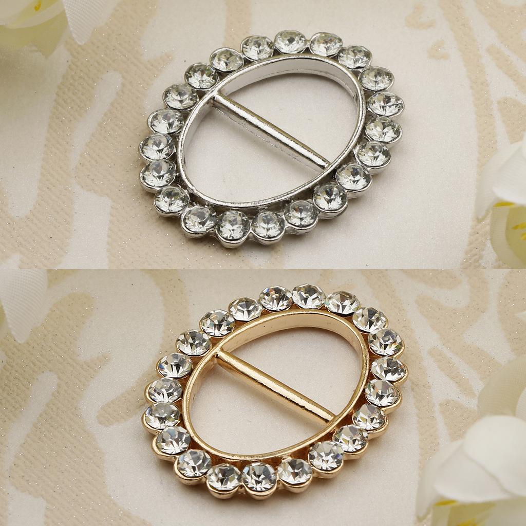 Fashion Crystal Rhinestone Oval Scarf Holder Clip Buckle Women Jewelry Gold