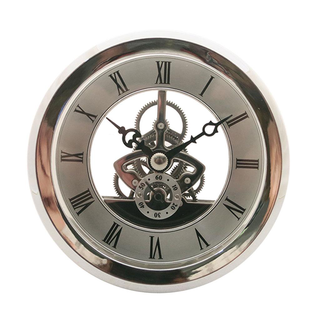 103mm Dial Roman Numeral Skeleton Watch Quartz Clock Insert with Silver Trim