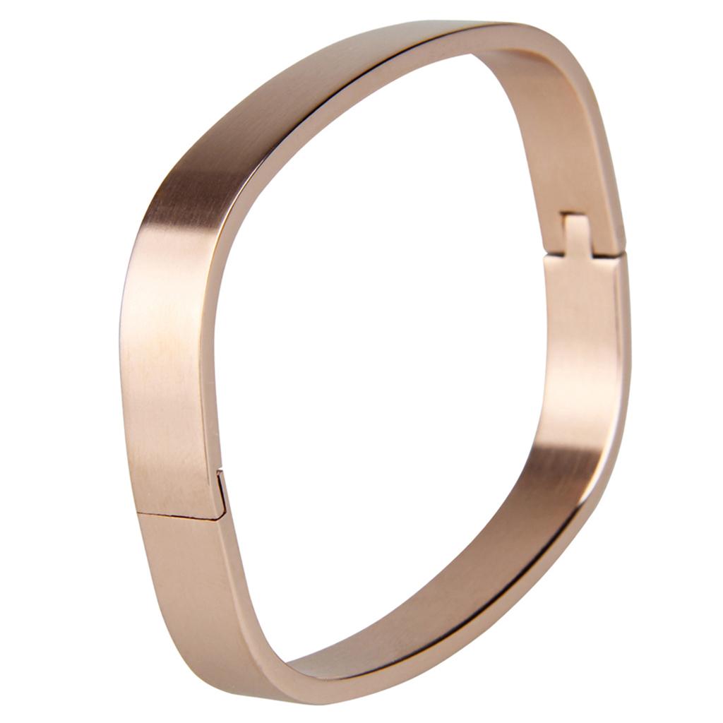 Womens Mens Stainless Steel Brecelet Polished Cuff Bangle Rose Gold 8mm