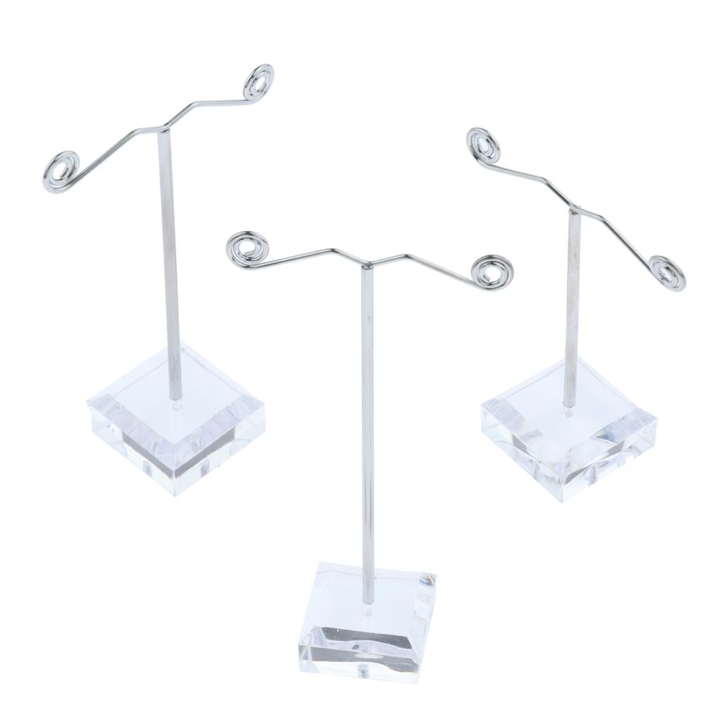 3 Pcs metal earring holder acrylic earring set pendant display stand Clear