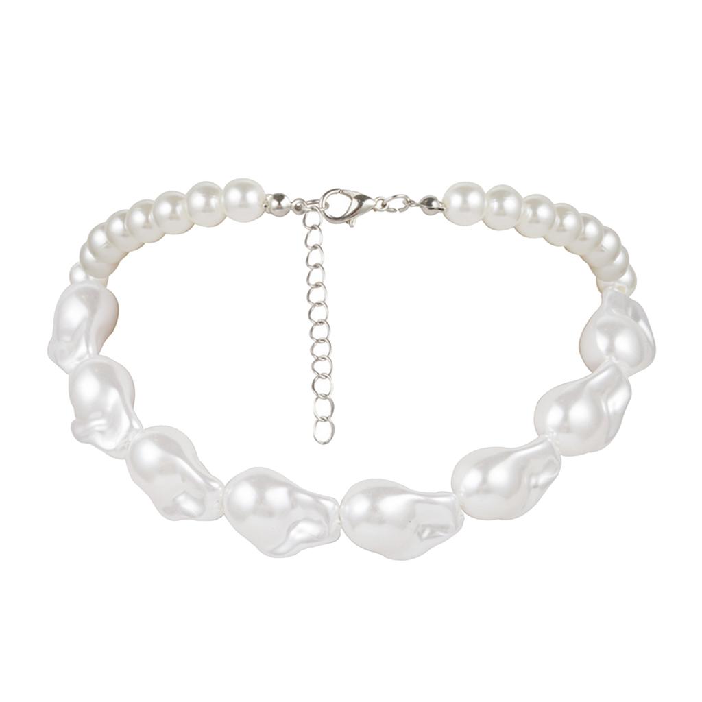 Classic Baroque Style Faux Special Shaped Pearl Choker Necklace for Women