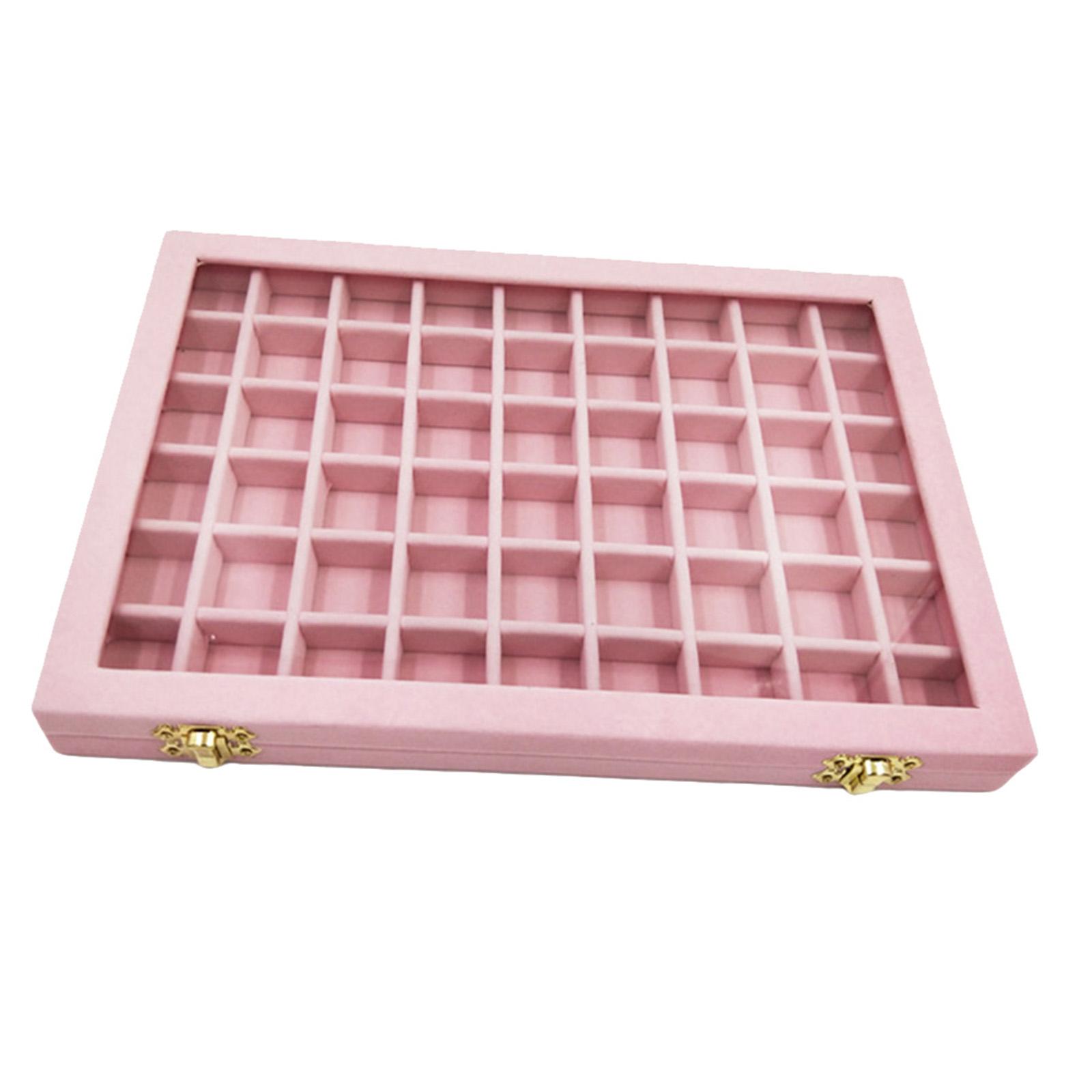 Velvet Stackable Jewelry Display Tray Case for Jewellery Earrings Pink