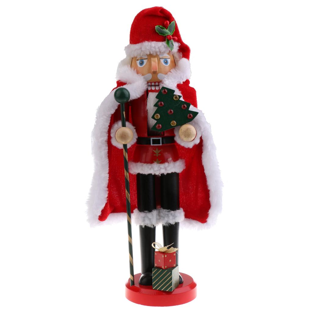 Decorazione Degli Ornamenti Di Natale Della Figurina Di Schiaccianoci Di Legno Di 38cm con Bastone 