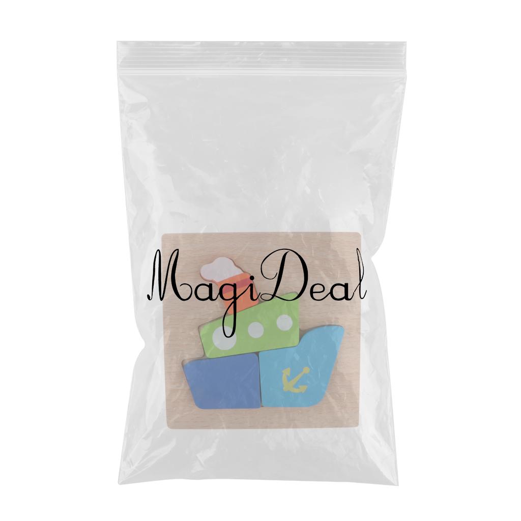 Montessori Wooden 3D Animals Jigsaw Puzzle Board Kids Toys Gift Steamship