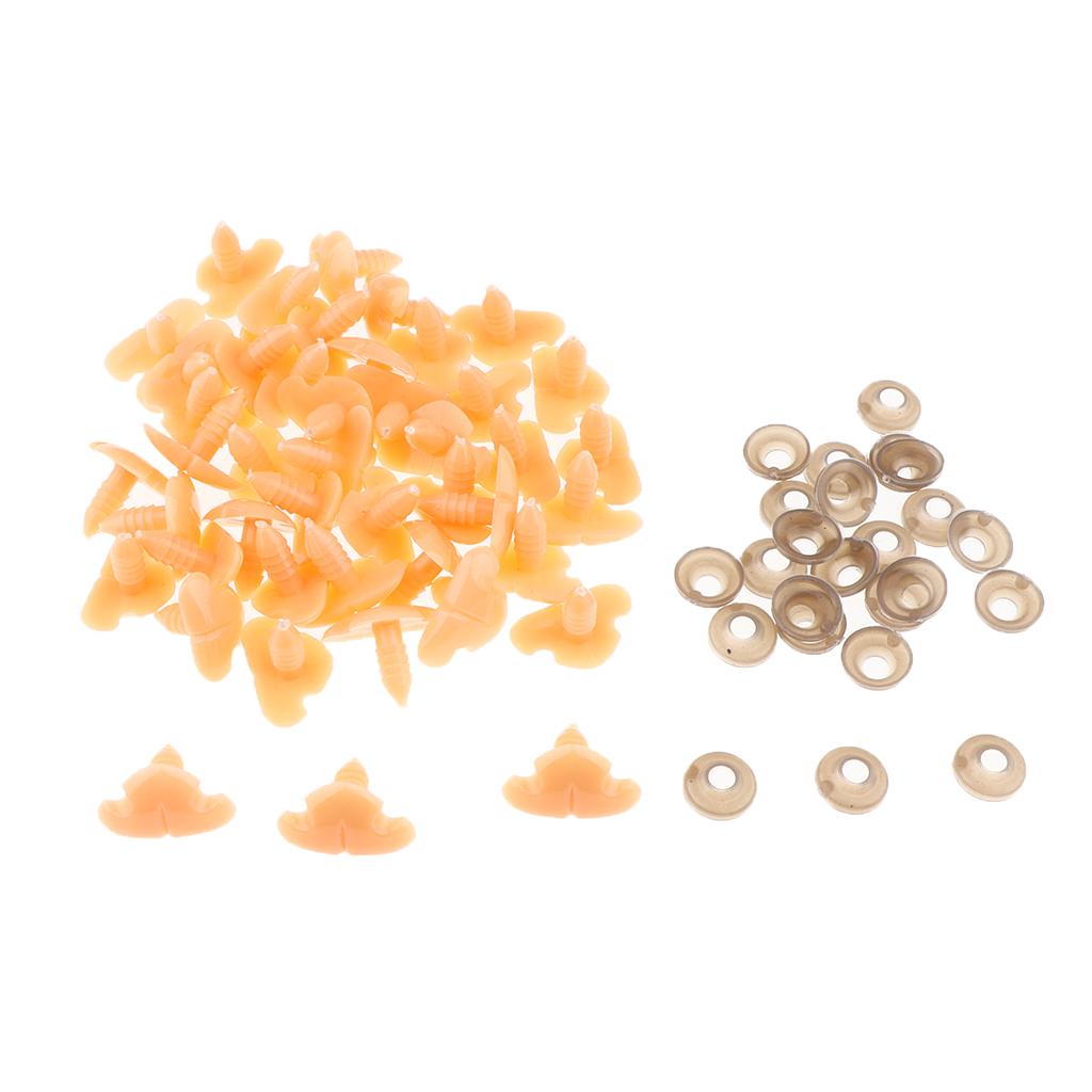 100 Pieces DIY Triangle Safety Nose with Washers for Bear Doll 12x17mm Flesh