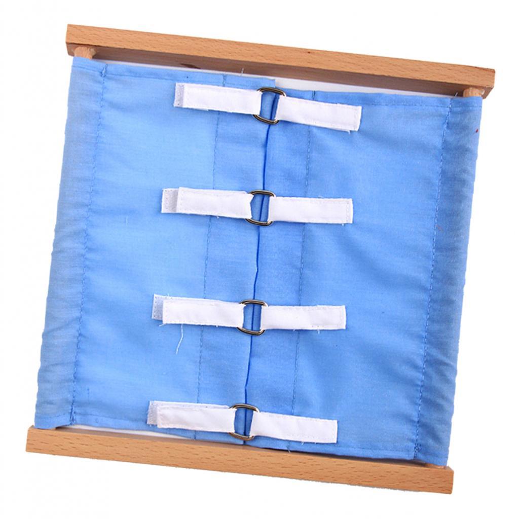 Kids Learning Buckle Snap Button Clothing Rack Blue Hook And Loop