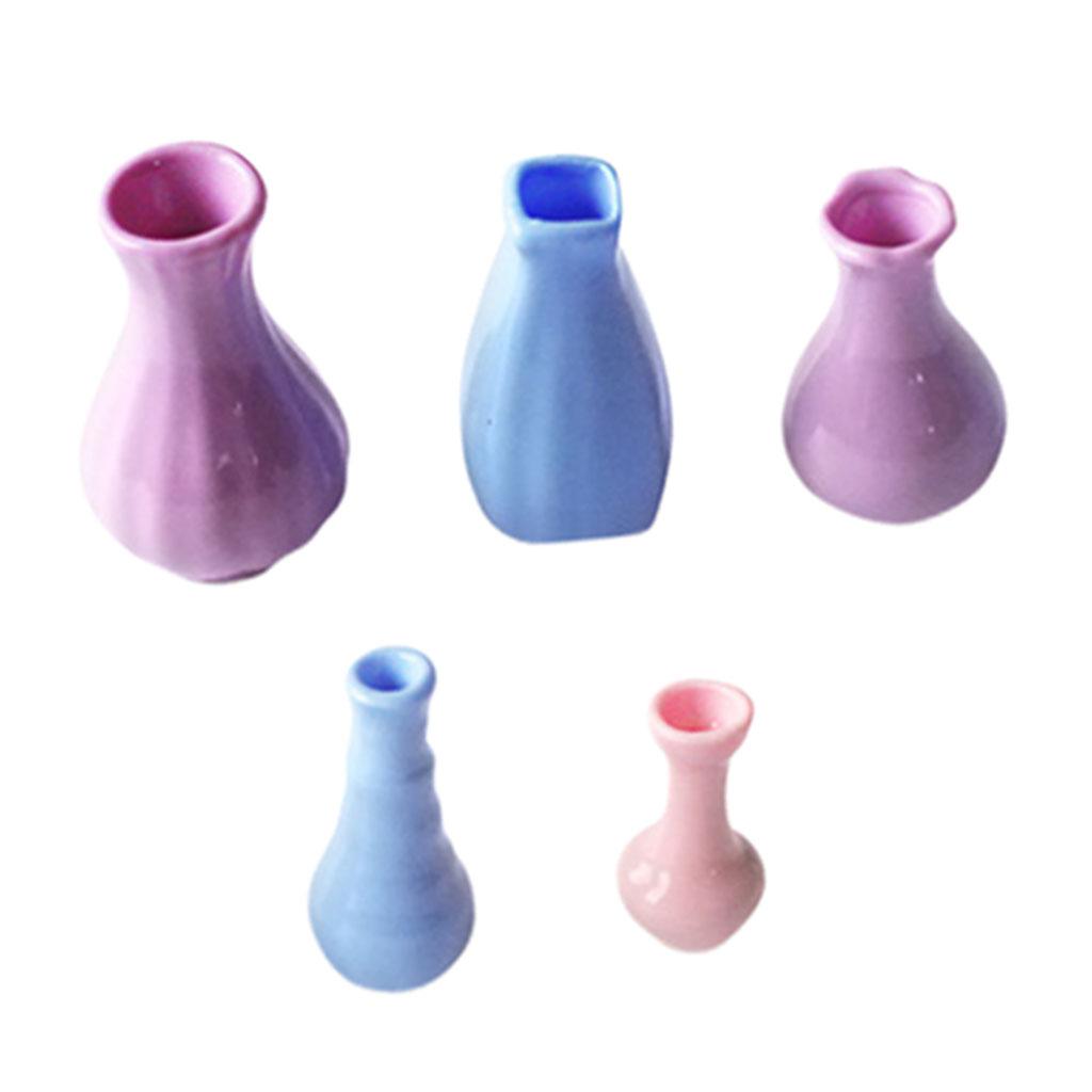 5pcs 1/12 Dollhouse Miniature Porcelain Vases Photography props Mini Vase